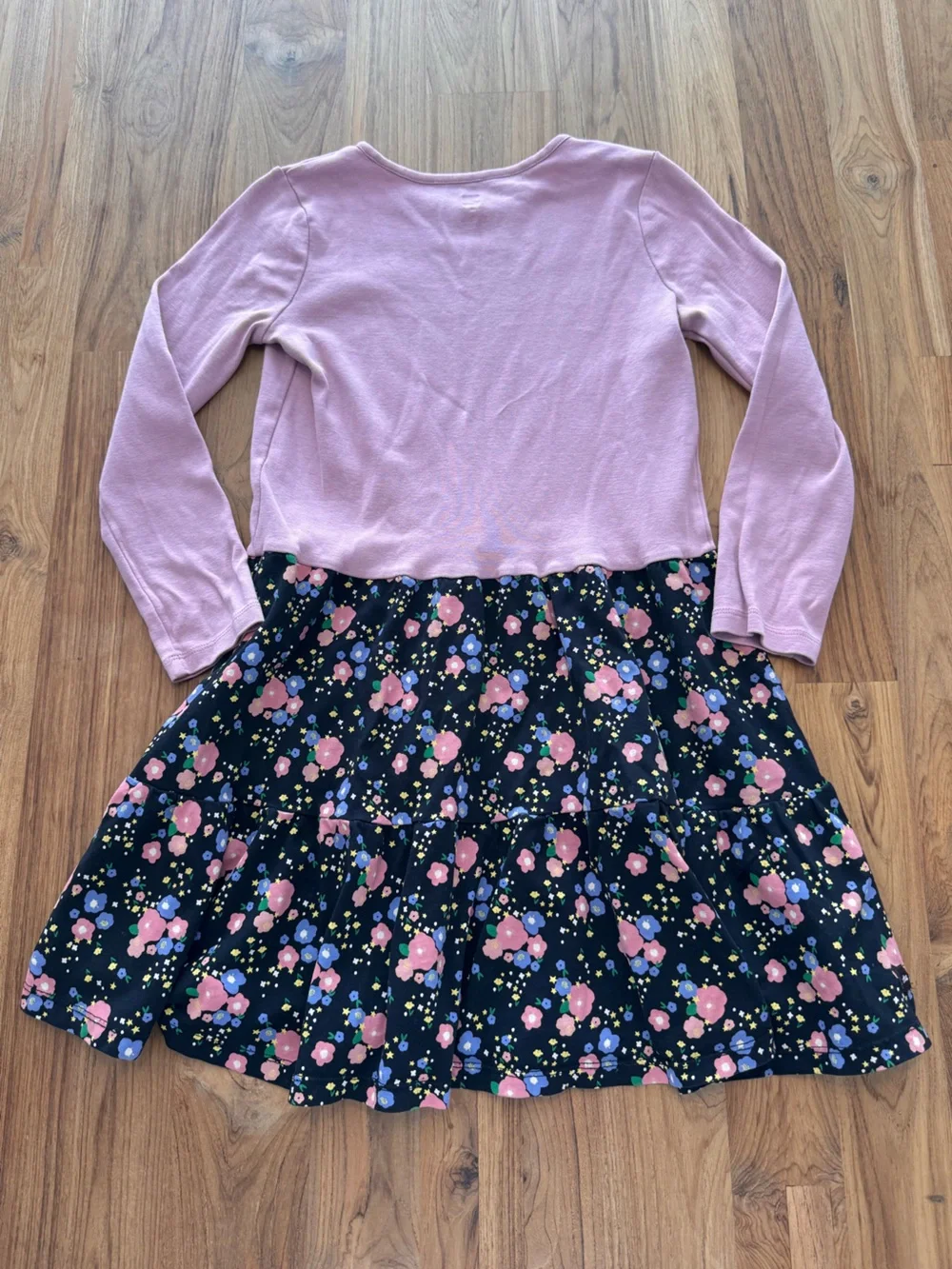 Tea Collection Dress Girls Size 10 Long Sleeve Pink Top Floral Skirt
